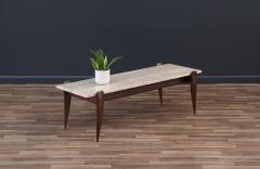 Gio Ponti Gio Ponti Sculpted Walnut Travertine Coffee Table for Singers Sons - 3506777