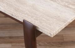 Gio Ponti Gio Ponti Sculpted Walnut Travertine Coffee Table for Singers Sons - 3506780