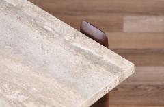 Gio Ponti Gio Ponti Sculpted Walnut Travertine Coffee Table for Singers Sons - 3506781