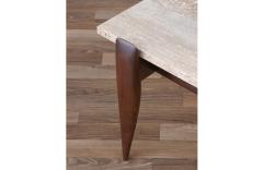 Gio Ponti Gio Ponti Sculpted Walnut Travertine Coffee Table for Singers Sons - 3506782