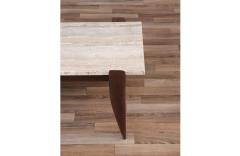 Gio Ponti Gio Ponti Sculpted Walnut Travertine Coffee Table for Singers Sons - 3506783