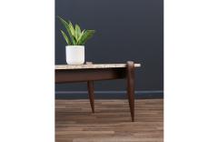 Gio Ponti Gio Ponti Sculpted Walnut Travertine Coffee Table for Singers Sons - 3506786