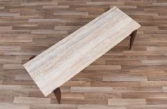 Gio Ponti Gio Ponti Sculpted Walnut Travertine Coffee Table for Singers Sons - 3506788