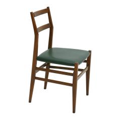 Gio Ponti Gio Ponti Set of Eight Ash Wood And Green Leather Leggera Chairs Italy 1951 - 875796