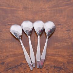 Gio Ponti Gio Ponti Stainless Flatware Set of Four Diamond Soup Spoons for Reed Barton - 1852793