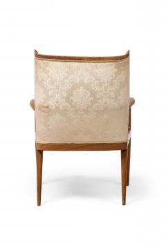 Gio Ponti Gio Ponti Style Italian Mid Century Walnut and Damask Curved Back Armchair - 4653209