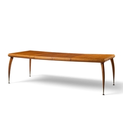 Gio Ponti Gio Ponti Style Italian Walnut and Brass Expanding Dining Table with 2 Leaves - 4719414