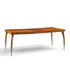 Gio Ponti Gio Ponti Style Italian Walnut and Brass Expanding Dining Table with 2 Leaves - 4719420