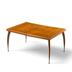 Gio Ponti Gio Ponti Style Italian Walnut and Brass Expanding Dining Table with 2 Leaves - 4719423