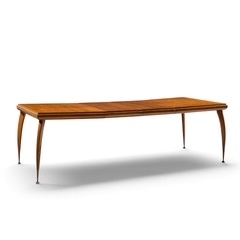 Gio Ponti Gio Ponti Style Italian Walnut and Brass Expanding Dining Table with 2 Leaves - 4719440