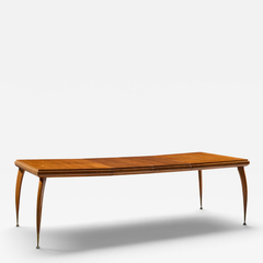 Gio Ponti Gio Ponti Style Italian Walnut and Brass Expanding Dining Table with 2 Leaves - 4719442