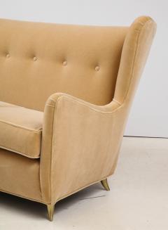 Gio Ponti Gio Ponti Style Italian Wingback Sofa In Mohair Upholstery - 1996703