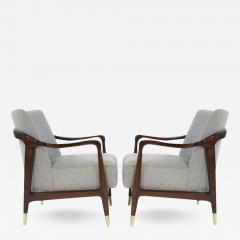 Gio Ponti Gio Ponti Style Sculptural Walnut Lounge Chairs - 481278