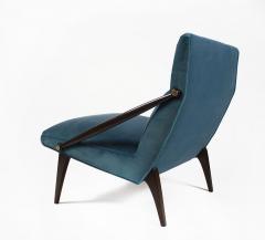 Gio Ponti Gio Ponti Velvet Lounge Chairs in Walnut Brass for M Singer and Sons 1950s - 1939803