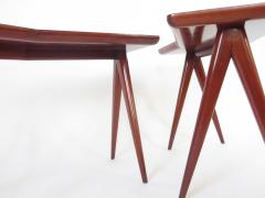 Gio Ponti Gio Ponti Walnut Pair of Side Tables Mirrored Glass Tops Asymmetrical Forms - 1208470