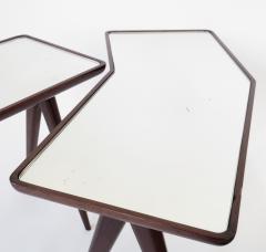 Gio Ponti Gio Ponti Walnut Side Tables Mirrored Glass Tops Pietro Chiesa Fontana Arte  - 4423206