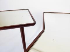 Gio Ponti Gio Ponti Walnut Side Tables Mirrored Glass Tops Pietro Chiesa Fontana Arte  - 4423207