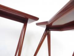 Gio Ponti Gio Ponti Walnut Side Tables Mirrored Glass Tops Pietro Chiesa Fontana Arte  - 4423208