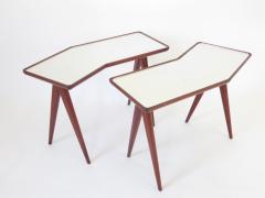 Gio Ponti Gio Ponti Walnut Side Tables Mirrored Glass Tops Pietro Chiesa Fontana Arte  - 4423214