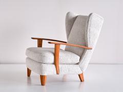 Gio Ponti Gio Ponti Wingback Chair in Cherry Wood and M lange Nobilis Fabric Italy 1929 - 2223280