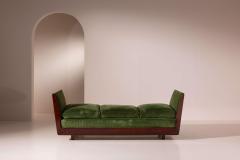 Gio Ponti Gio Ponti certified walnut and velvet daybed sofa Italy 1940s - 4239332