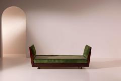 Gio Ponti Gio Ponti certified walnut and velvet daybed sofa Italy 1940s - 4239341