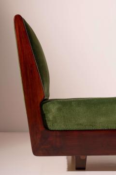Gio Ponti Gio Ponti certified walnut and velvet daybed sofa Italy 1940s - 4239342