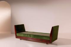 Gio Ponti Gio Ponti certified walnut and velvet daybed sofa Italy 1940s - 4239344