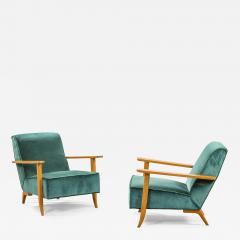 Gio Ponti Gio Ponti for Casa Giadino Pair of Green Armchairs - 4267321
