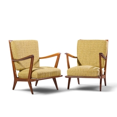 Gio Ponti Gio Ponti for Cassina Model 516 Mid Century Walnut Lounge Chairs Pair - 4779175