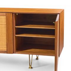 Gio Ponti Gio Ponti for Singer Sons Model 2184 Walnut Cane and Brass Credenza - 4616706