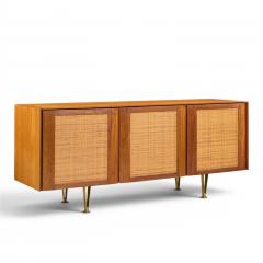 Gio Ponti Gio Ponti for Singer Sons Model 2184 Walnut Cane and Brass Credenza - 4618823