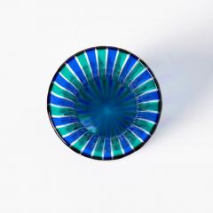 Gio Ponti Gio Ponti for Venini A Canne Glass Bottle Vase in Blue and Green 1950s - 4453169