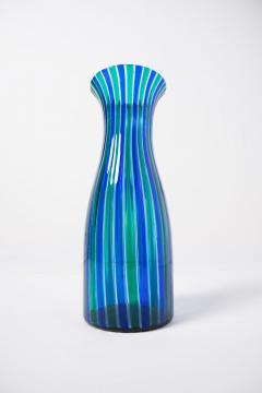 Gio Ponti Gio Ponti for Venini A Canne Glass Bottle Vase in Blue and Green 1950s - 4453170