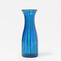 Gio Ponti Gio Ponti for Venini A Canne Glass Bottle Vase in Blue and Green 1950s - 4454351