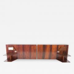 Gio Ponti Gio Ponti pair flamed wood Headboard fitted bedside tables Hotel Royal 1955 - 3571269