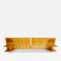 Gio Ponti Gio Ponti pair rare elm wood Headboards fitted bedside tables Hotel Royal 1955 - 4230022