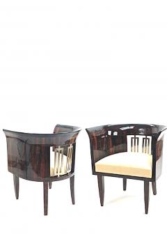 Gio Ponti Gio Ponti rarest art deco pair of arm chair with silver bronze back insert - 903146