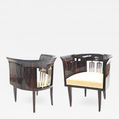 Gio Ponti Gio Ponti rarest art deco pair of arm chair with silver bronze back insert - 2411020