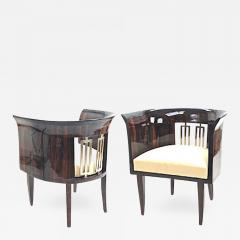 Gio Ponti Gio Ponti rarest art deco pair of arm chair with silver bronze back insert - 2778009