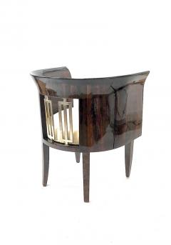 Gio Ponti Gio Ponti rarest art deco pair of arm chair with silver bronze back insert - 2778013
