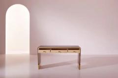 Gio Ponti Gio Ponti walnut parchment and brass console or dressing table Italy 1930s - 3485196