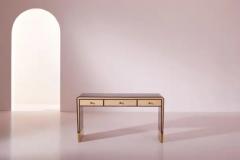 Gio Ponti Gio Ponti walnut parchment and brass console or dressing table Italy 1930s - 3485199