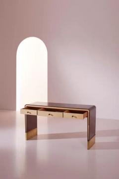 Gio Ponti Gio Ponti walnut parchment and brass console or dressing table Italy 1930s - 3485207
