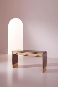 Gio Ponti Gio Ponti walnut parchment and brass console or dressing table Italy 1930s - 3485258