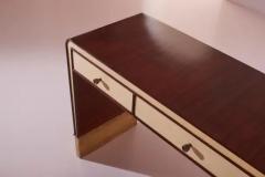 Gio Ponti Gio Ponti walnut parchment and brass console or dressing table Italy 1930s - 3485260