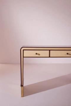 Gio Ponti Gio Ponti walnut parchment and brass console or dressing table Italy 1930s - 3485262