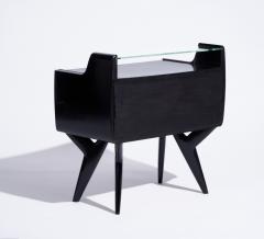 Gio Ponti Italian Black Side Tables with Glass c 1955 - 4467731