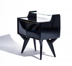 Gio Ponti Italian Black Side Tables with Glass c 1955 - 4467732