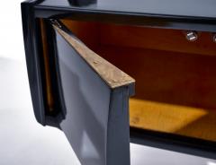 Gio Ponti Italian Black Side Tables with Glass c 1955 - 4467733